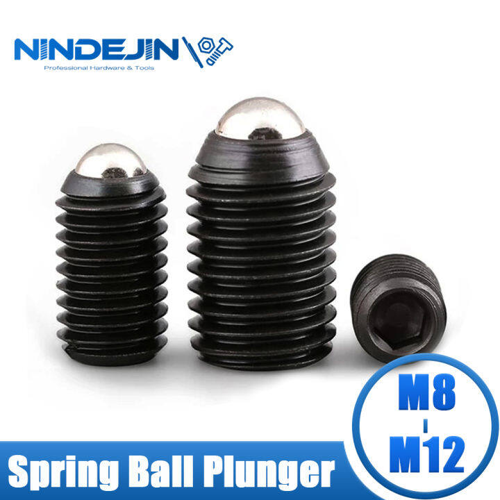 nindejin-2-15pcs-ซ็อกเก็ตหกเหลี่ยม-ball-point-ชุดสกรูเหล็กคาร์บอน-m8-m10-m12ลูกบอลสปริงชุดลูกสูบสกรู