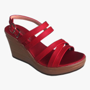 Giày sandal nữ đế xuồng cao 9.5cm màu đỏ Trường Hải SD129