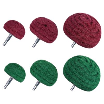 6PCS Dome Type Sanding Mop Polishing Pad, Nylon Fiber Polishing Wheel, 180 Grains Mixed with 320 Grains(Red+Green Mixed)