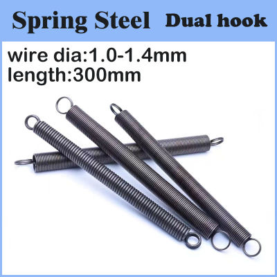 ความตึงเครียดขยายฤดูใบไม้ผลิ 300 มม.ยาว Double COIL Springs ลวด DIA 1.0 มม.1.2 มม.1.4 มม.1.5 มม.ด้านนอก DIA 5 มม.-15 มม.วัสดุเหล็ก-invy32 shop