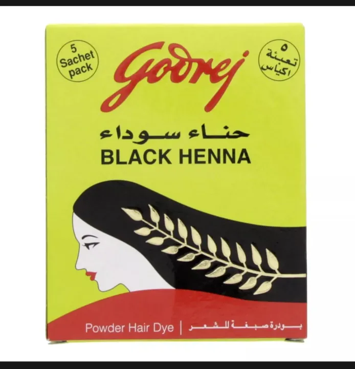 Godrej Black Henna Hair Dye Powder 15g x 5 Packs + FREE GIFT ( VOL 25