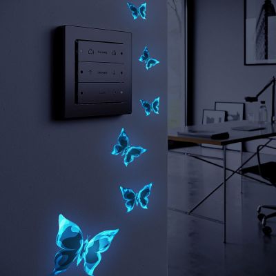 Blue Luminous Butterfly Wall Stickers for Kids Rooms Light Switch Panel Decals Home Decor Glow In The Dark Butterflies Stickers