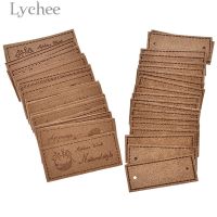 Lychee Life 20pcs Vintage Natural Style Square PU Leather Labels Blank Embossed Tags for Garment Bags DIY Sewing Accessories Labels