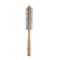 Mini Round Nylon Hairbrush Curly Hair Styling Comb Rolling Comb Round Brush For Thin Or Short Hair Men With Wooden Handle