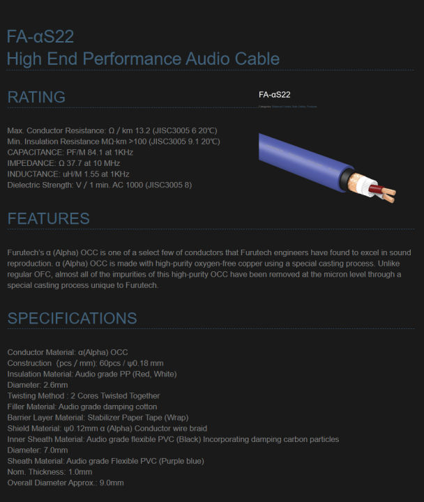 ของแท้-100-สาย-furutech-fa-as22-สายสัญญาณตัดแบ่งขายราคาต่อเมตร-ร้าน-all-cable