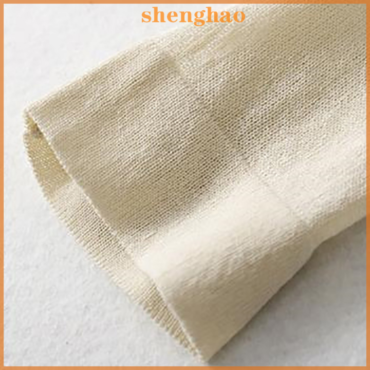 shenghao-คาร์ดิแกนถักสั้นผ้าไหมน้ำแข็งสำหรับผู้หญิงเสื้อกันแดดแขนยาวแบบบางสีพื้นฤดูร้อน