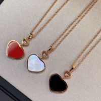 High Quality Heart Necklace Womens White Mother-of-pearl Peach Heart Sterling Silver Plated 18K Gold Heart-Shaped ChainNew