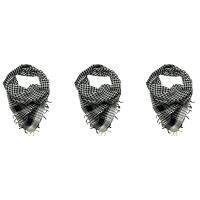 3X Unisex Scarf Cotton Lightweight Plaid Tassel Arab Desert Shemagh,Black