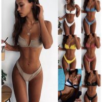 BBB Women’s Solid Color U-neck Sexy Bikini Set Split Swimsuit for Women Beachwear ad