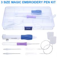 Embroidery Pen Kit 3 Size Embroidery Pen Crafts Punch Knitting Needles Sewing Tool Punch Needle Stitching With Storage Box