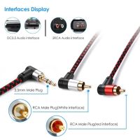 90 Degree 3.5mm Male to 2 RCA Male Cable Right Angle Audio AUX Y Splitter Cord