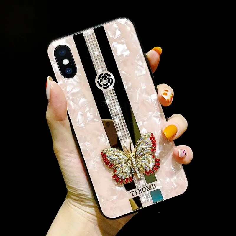 Luxury Creative Mirror Fashion 3D Inlaid Butterfly Phone Case For