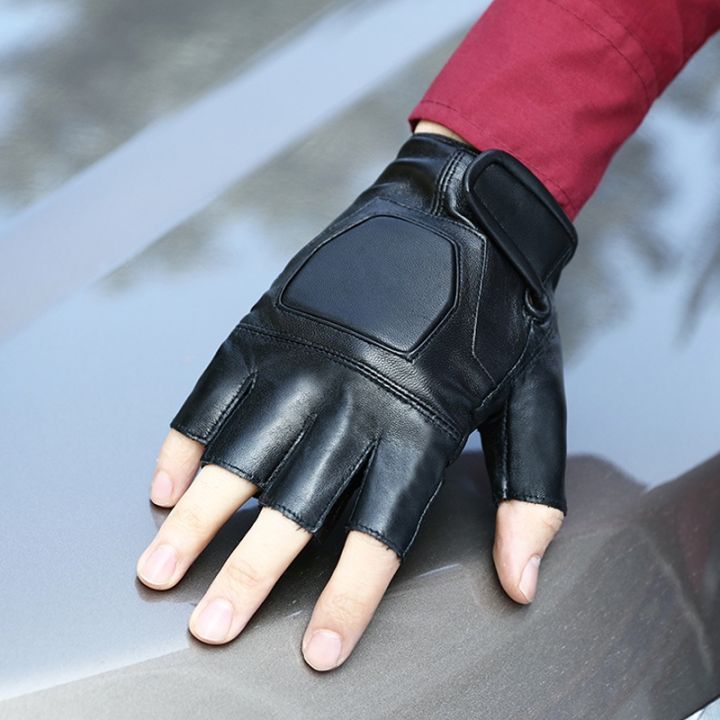 spring-outdoor-black-mens-motorcycle-gloves-shock-absorbing-breathable-wear-resistant-half-finger-male-driving-gloves