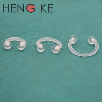 HENGKE Bioflex Clear UV Horseshoe Ball Transparent Flex circular barbell CBR Curved Bar Retainer Piercing Jewelry 16G 6mm 8mm