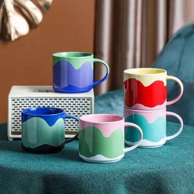 Cuife Ins Nordic Cute Painted Ceramic Tea Mug Cup Milk Coffe Vintge Cup Heat Insulation Water Reusable Cup With Handle