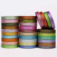 【hot】！ 25Yard 6mm-50mm Colored Gold Bow Wedding Glitter Organza Tape Crafts Sewing Accessories
