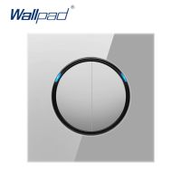 【❂Hot On Sale❂】 xasb1934 Wallpad 2 Gang 1 Way ปุ่มกดสวิทช์ไฟติดผนังแบบสุ่มมีอินดิเคเตอร์ Led 16a หน้าจอโทรศัพท์คริสตัลสีเทา