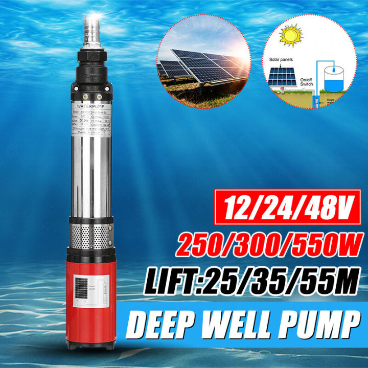 cod-24v-solar-deep-well-ปั๊ม-300w-สแตนเลสพลังงานแสงอาทิตย์-submersible-ปั๊มน้ำ-35m-lift-ขนาดใหญ่สำหรับบ่อปลาการเกษตรชลประทาน-ปั๊มน้ำบาดาล-ปั๊มน้ำบาดาลพลังงานแสงอาทิตย์-สายยาว-10-เมตร