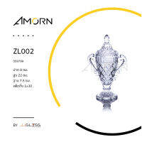 AMORN - ZL002 -  แจกันถ้วยรางวัล - แจกันแก้วคริสตัล ทรงถ้วยรางวัล มีหูจับ 2 ด้าน และมีฝาปิด สูงรวมฝา 22 ซม.