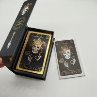 Super Excellent Skeleton Pattern Deluxe Gold Foil Tarot Waterproof PVC Cards Deck Mystery Board Game For Halloween Gift