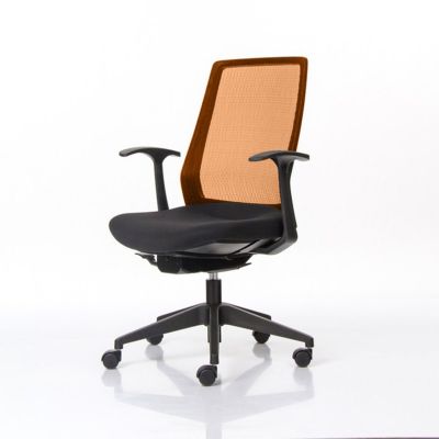 Modernform เก้าอี้สำนักงาน รุ่น TR พนักพิงกลาง FIX ARM (แขนปรับไม่ได้) หุ้มผ้าตาข่ายสีส้ม ขาไนลอน ปรับน้ำหนักตามผู้นั่งอัตโนมัติ