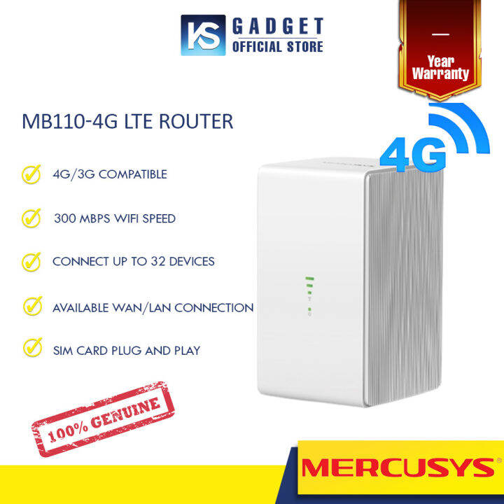 Mercusys MB110-4G Sim Card Router 300 Mbps Wireless N 4G LTE Router ...