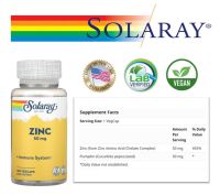 Solaray, Zinc, 50 mg, 100 VegCaps