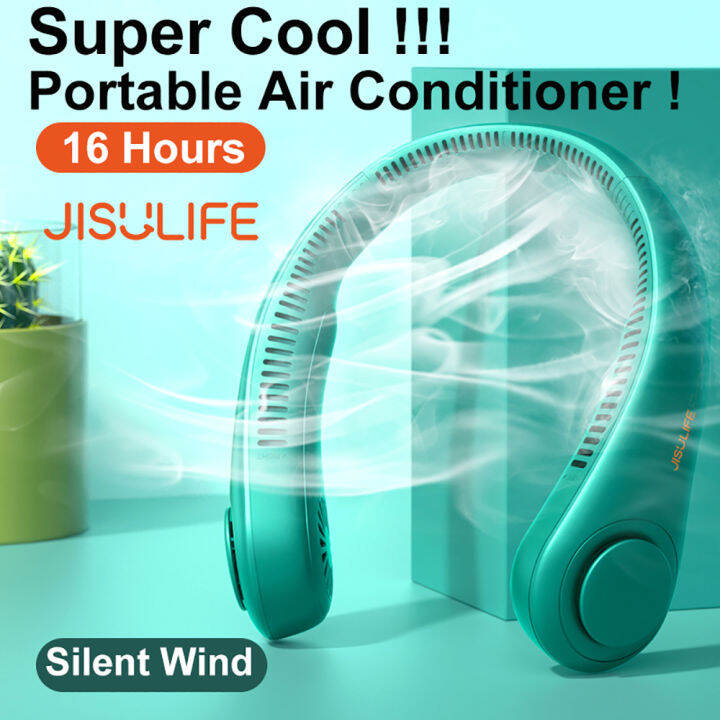 JINGKE Mini Fan Portable Bladeless Neck Fan Air Cooler USB Rechargeable