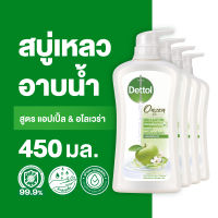 Dettol เดทตอล เจลอาบน้ำ สบู่เหลวเดทตอล ออนเซ็น สูตรแอปเปิ้ล &amp; อโลเวร่า 450มล.X4 Dettol Shower Gel Onzen Ringo &amp; Aloe Vera 450mlX4