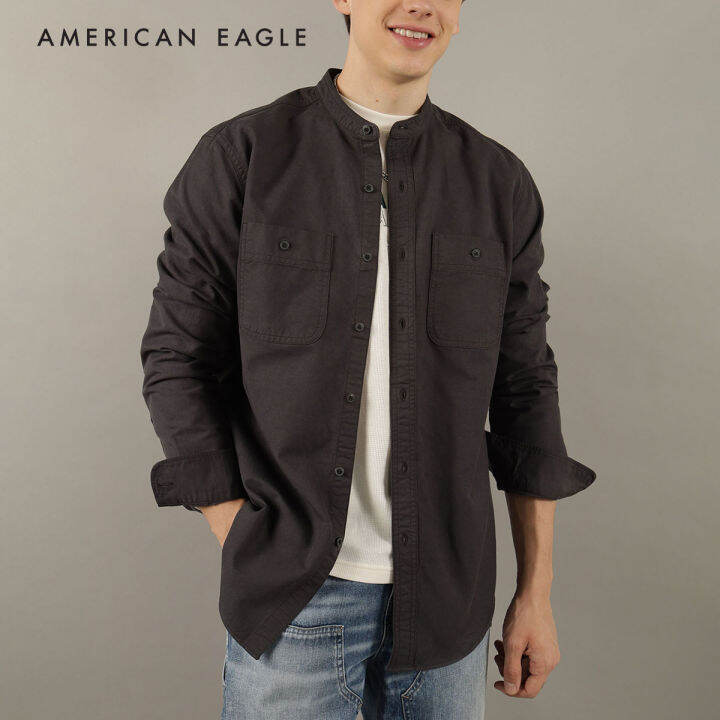 american-eagle-band-collar-twill-button-up-shirt-เสื้อเชิ้ต-ผู้ชาย-คอจีน-nmsh-015-2388-410