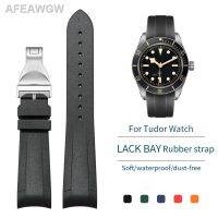 Tali Jam Tangan Karet สีน้ำตาลเทาเทา22มม. สำหรับ Tudo-R Black Bay GMT 1958หัวเข็มขัดพับได้สีดำสีน้ำเงินสีแดงสายรัดข้อมือ Tali Jam Tangan Silikon ดำน้ำ