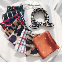 50*50cm Fashion Polka Dot Leopard Silk Scarf DIY New Styles Womens Head Neck Satin Hair Ties Bands Small Square Scarf Neckerchief2023