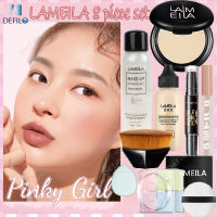 รองพื้นLAMEILA เซตแต่งหน้า คอนซีลเลอร์ แป้งพัฟ คอนทัวร์หน้า แป้งฝุ่น 4 ช่อง สเปรย์หน้าเงา แปรงลงรองพื้น พัฟแต่งหน้า ชุด 8 ชิ้น