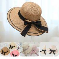 【CC】 hat Floppy Ladies Bow Beach Hat Wide Brim pamelas grandes