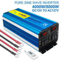 เครื่องแปลงไฟคลื่นไซน์บริสุทธิ์4000W/8000W ใหม่ DC 12V/24V เป็น AC 127V รีโมทคอนโทรลสากลซ็อกเก็ตพลังงานแสงอาทิตย์หม้อแปลงแรงดันไฟฟ้ารับประกัน