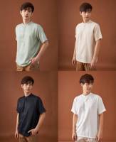 Purinmens J Collection เสื้อเชิ้ตแขนสั้น Japanese Silk (61% Japanese rayon / 39% Polyester) คอจีน กระดุมครึ่งตัว