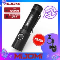 Mijomi ไฟฉาย LED E8 1200Lumens ความสว่าง18650ประเภท-C ชาร์จ,IP67กันน้ำ,170M ไฟฉาย Titical สำหรับกลางแจ้งเดินป่าปีนเขา Camping