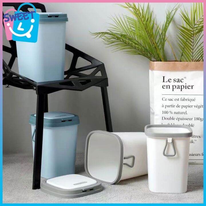8/10/13/15L Creative pressure ring trash can Large trash bin kitchen plastic home trash can