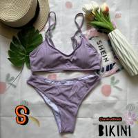 ? SHEIN BIKINI ชุดว่ายน้ำแฟชั่น ชุดว่ายน้ำสีม่วง พร้อมส่งจากไทย LIGHT PURPLE SIZE S #SHPUR0021