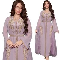 2023 Sifon Berlian Abaya Maroko Pesta Malam มุสลิม Elegaun Kaftan Dubai Gaun Jalabiya Kaftan Islam Pakaian