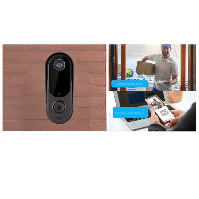 Smart Home Security Doorbell Camera Wireless WiFi Doorbell Night Vision Black for Home/Office