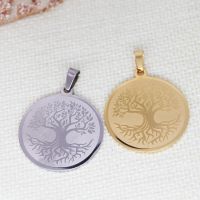 【HOT】 2PCS Peace Tree Of Life Pendant DIY Stainless Steel Gift For Women Men Charm Pendant For Bracelet Jewelry Findings