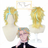 Tokyo Revengers Rindo Haitani Cosplay Blond Wig with Light Blue Streaks Tenjiku Eye Glasses Synthetic Fiber Hair Halloween Props