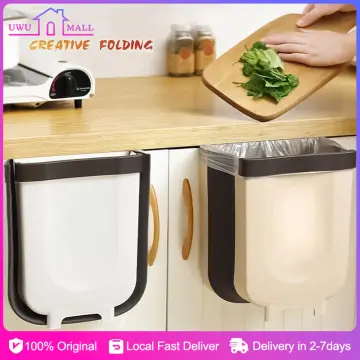 Kitchen Trash Can,foldable Waste Bin For Kitchen,hanging Folding Trash Can  For Kitchen Cabinet Door,collapsible Hang Small Plastic Garbage Can For Cab