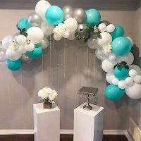 114pcs Turquoise Balloons Garland Arch Kit Tiffany Blue White Metallic Latex Balloons Bridal Shower Wedding Birthday Decoration