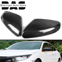 Fit สำหรับ Honda Civic 10th 2016 2017 2018คาร์บอนไฟเบอร์ด้านข้างกระจกมองข้างกระจกมองหลัง Caps Trim รถภายนอก Parts