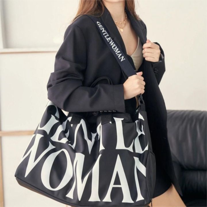 1pc Simple Gray Nylon Women's Single Shoulder Bag With Long Strap