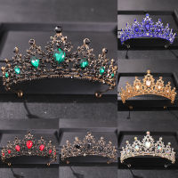 UODCM Baroque Retro Black Crystal Bridal Tiaras Crown Rhinestone Pageant Prom Diadem Bride Headband Wedding Hair Accessories