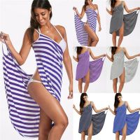 Plus Size Beach Towel Women Robes Bath Stripe Summer Towel Dress Girls Fast Drying Beach Spa Magical Nightwear Sleeping