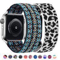 Tali Loop Solo Nilon Elastis 41Mm 45Mm untuk Apple Watch Band 8 Ultra 49Mm 38/40Mm 42Mm 44Mm Iwatch Seri 7 SE 6 5 4 Pengganti